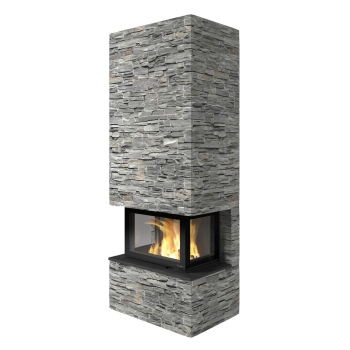 Kominek akumulacyjny Nordpeis DAVOS U High Kamień z 3 stron z wkładem N-29 U 3 szyby